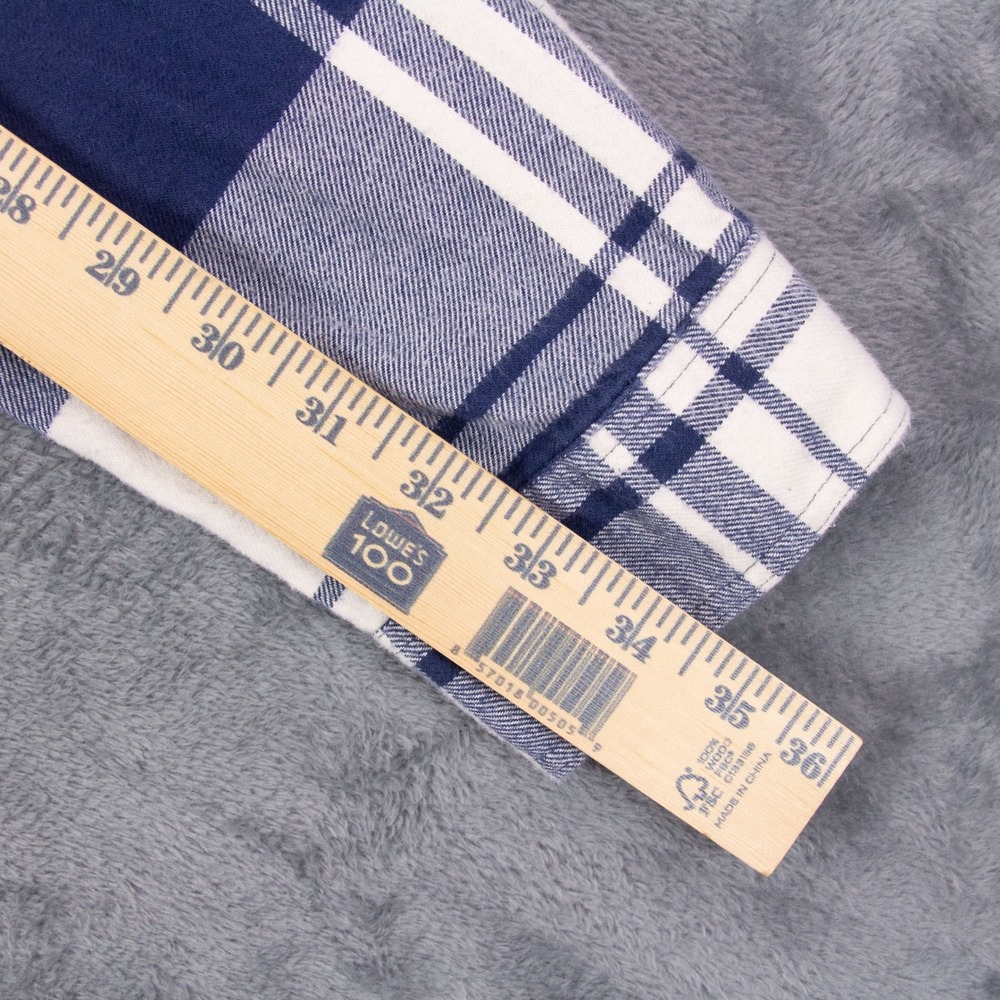 Patagonia Fjord Flannel Mens L Organic Cotton Plaid Flannel Shirt Blue White - Picture 10 of 12